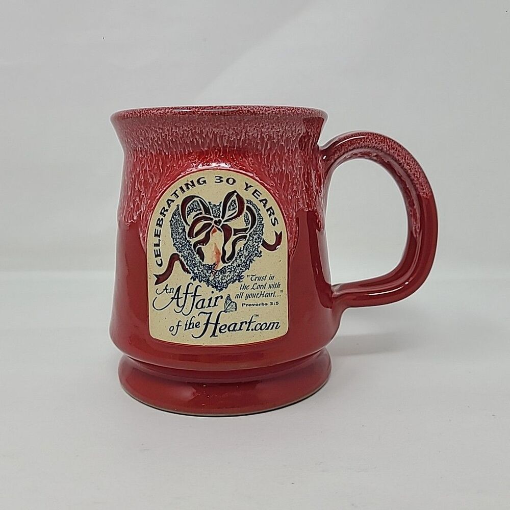 Deneen Pottery Mug An Affair of the Heart Celebrating 30 Years Red Coffee Cup